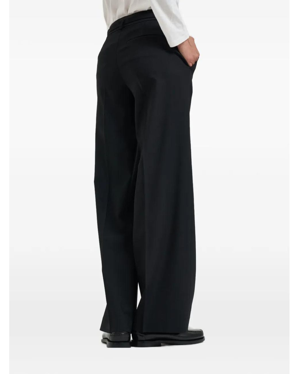 Peserico Black Belted Pressed-Crease Trousers