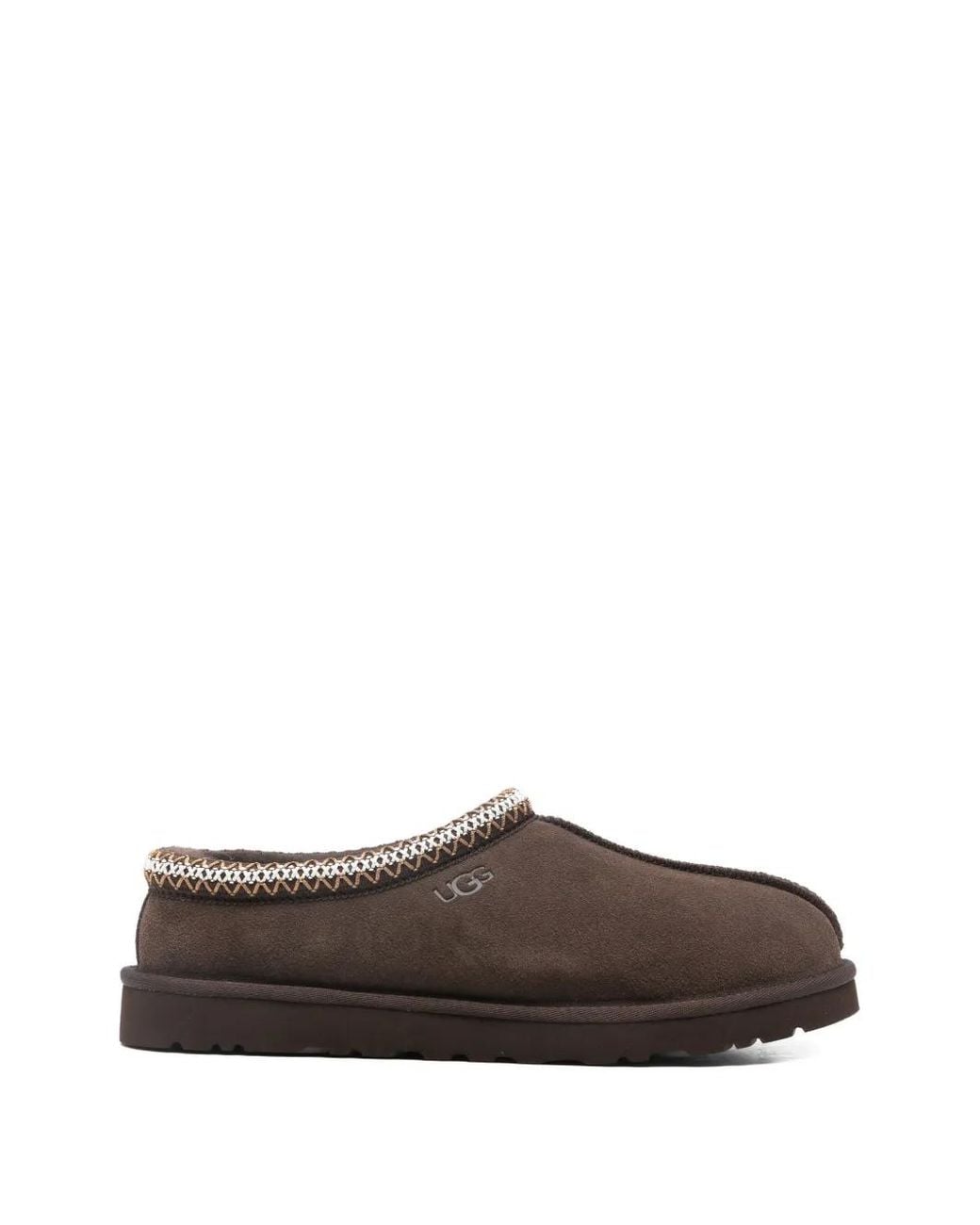 Ugg Brown Tasman Ii Embroidered-Trim Suede Mules