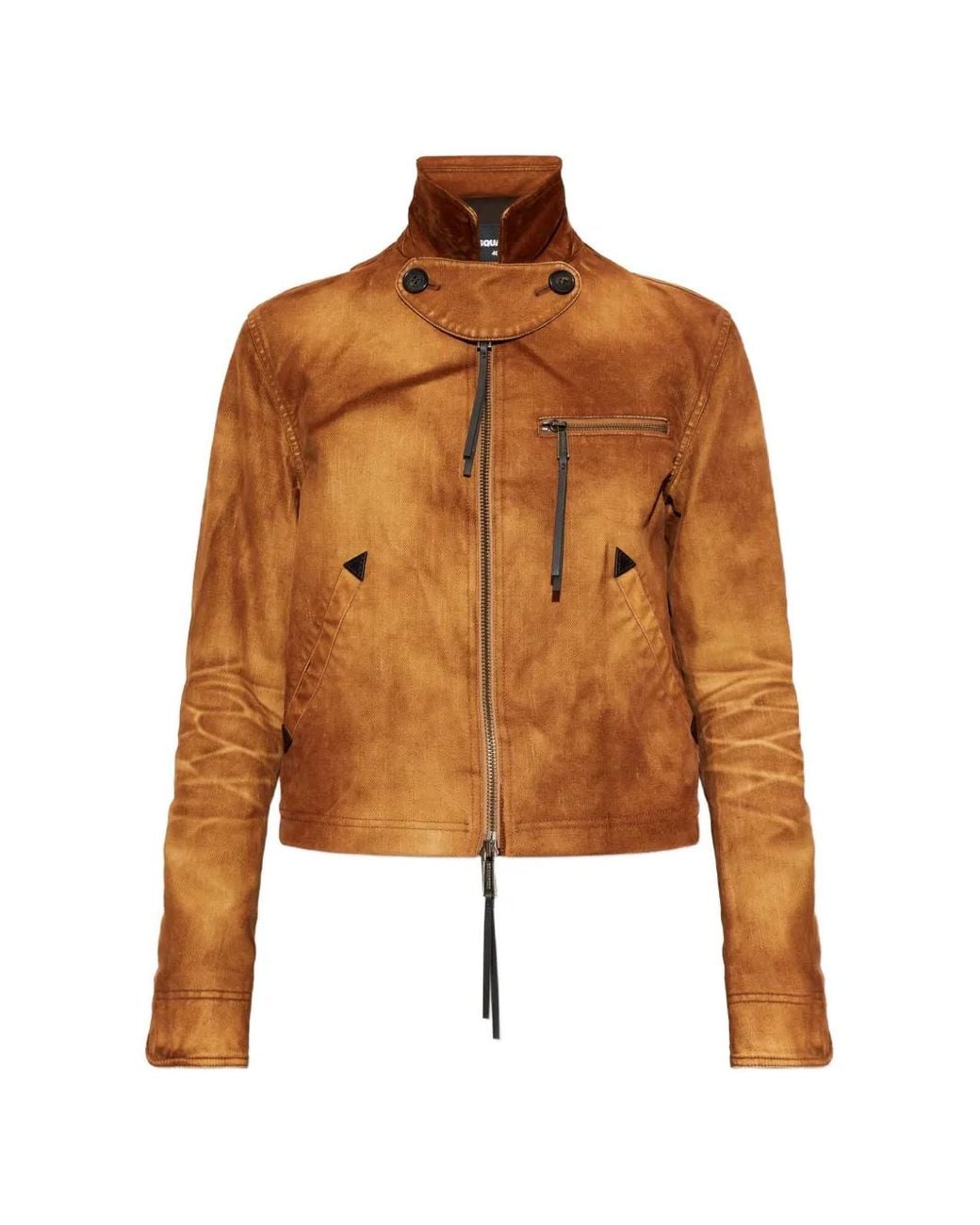 DSquared² Brown High-Neck Denim Jacket