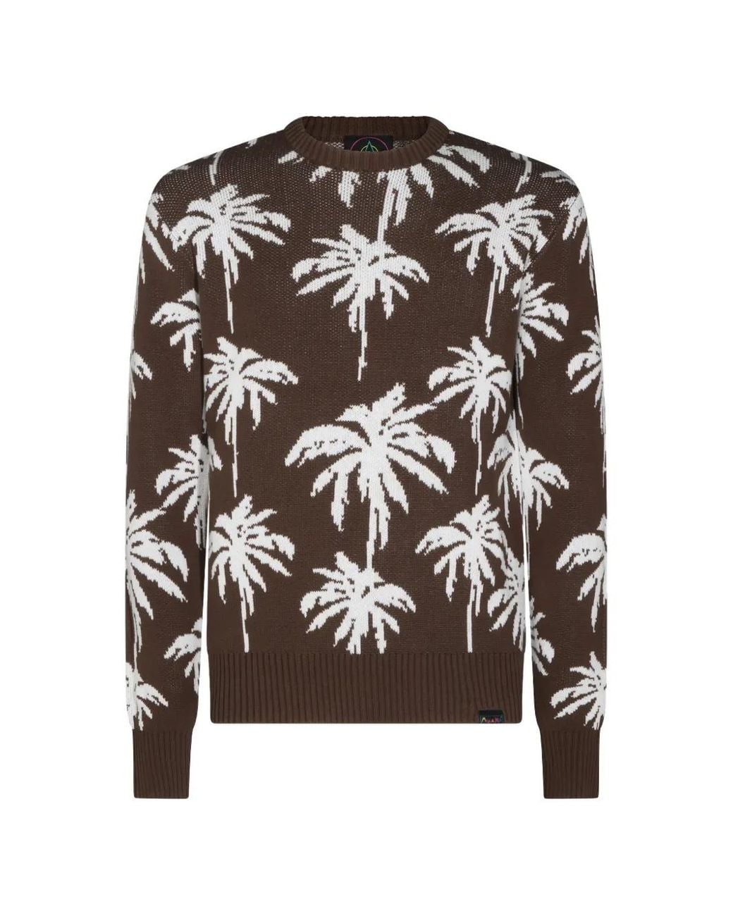 Mauna Kea Black Palm-Tree-Intarsia Sweater for men
