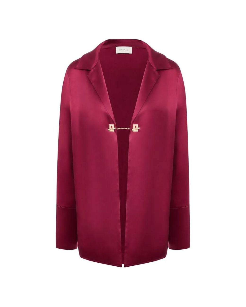 Danamé Red Chain-Link Satin Blouse