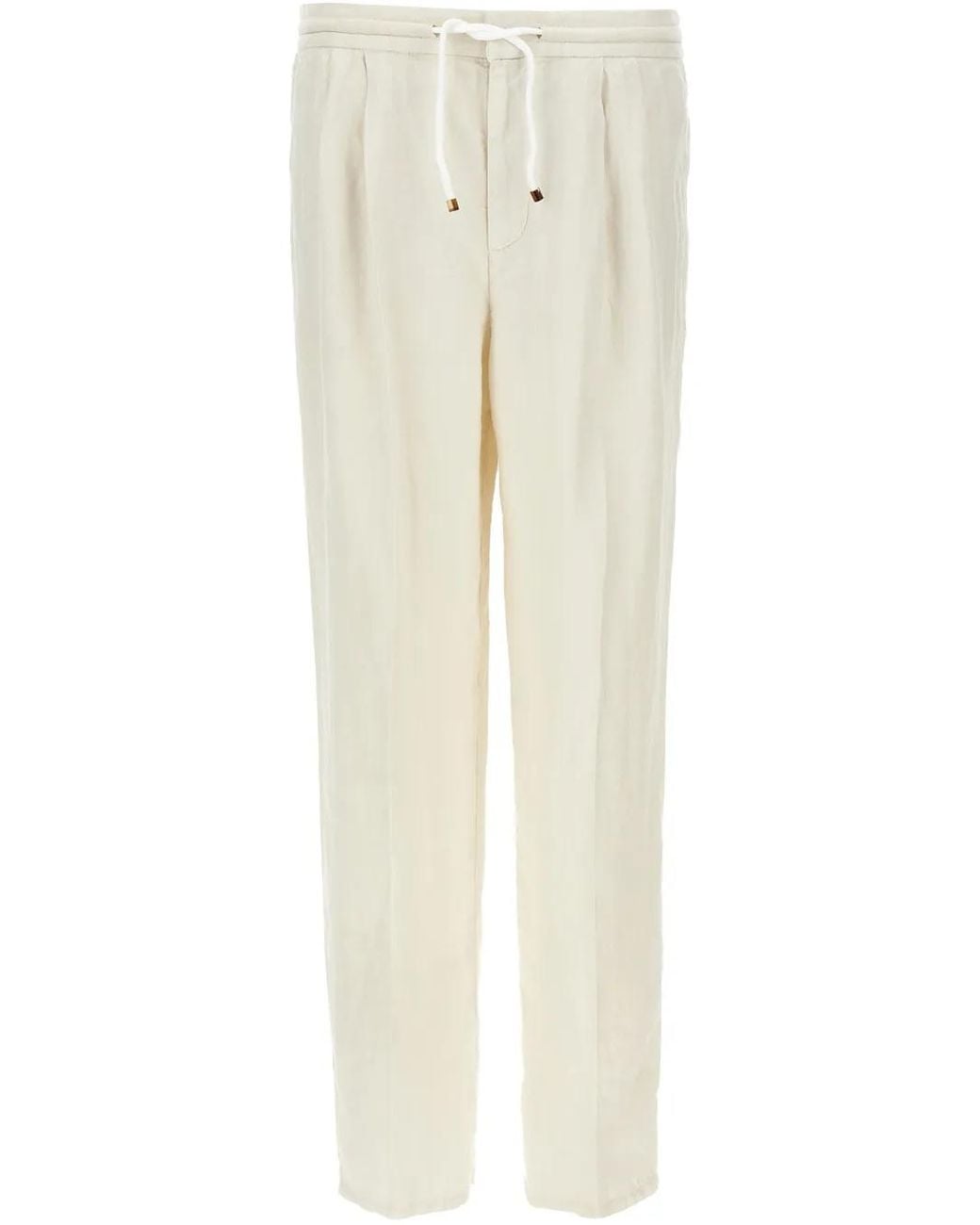 Brunello Cucinelli Natural Linen Trousers for men