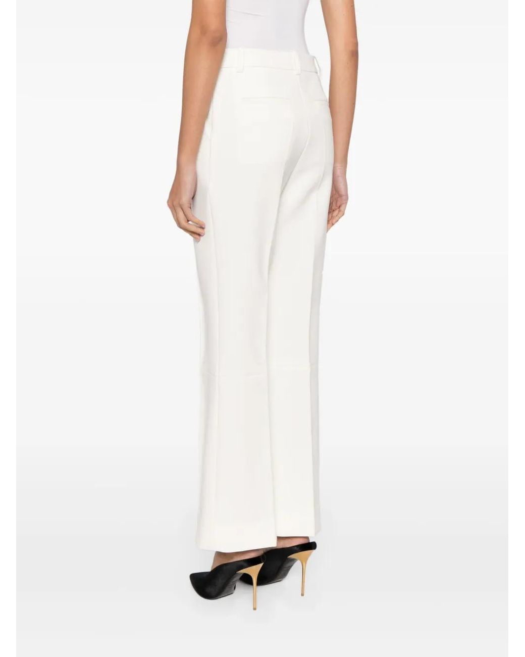 Victoria Beckham White Wide Trousers