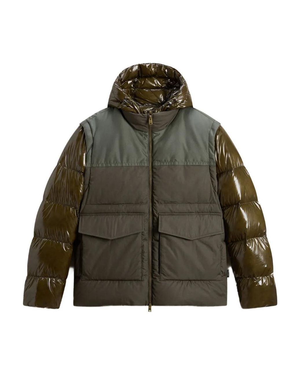 Woolrich Green Convertible Puffer Jacket for men