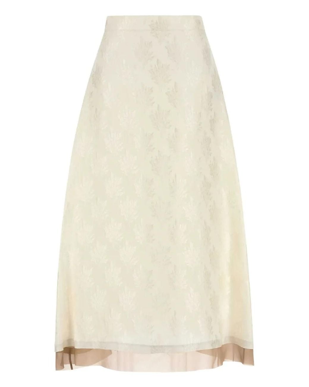 Fendi White Patterned-Jacquard Midi Skirt