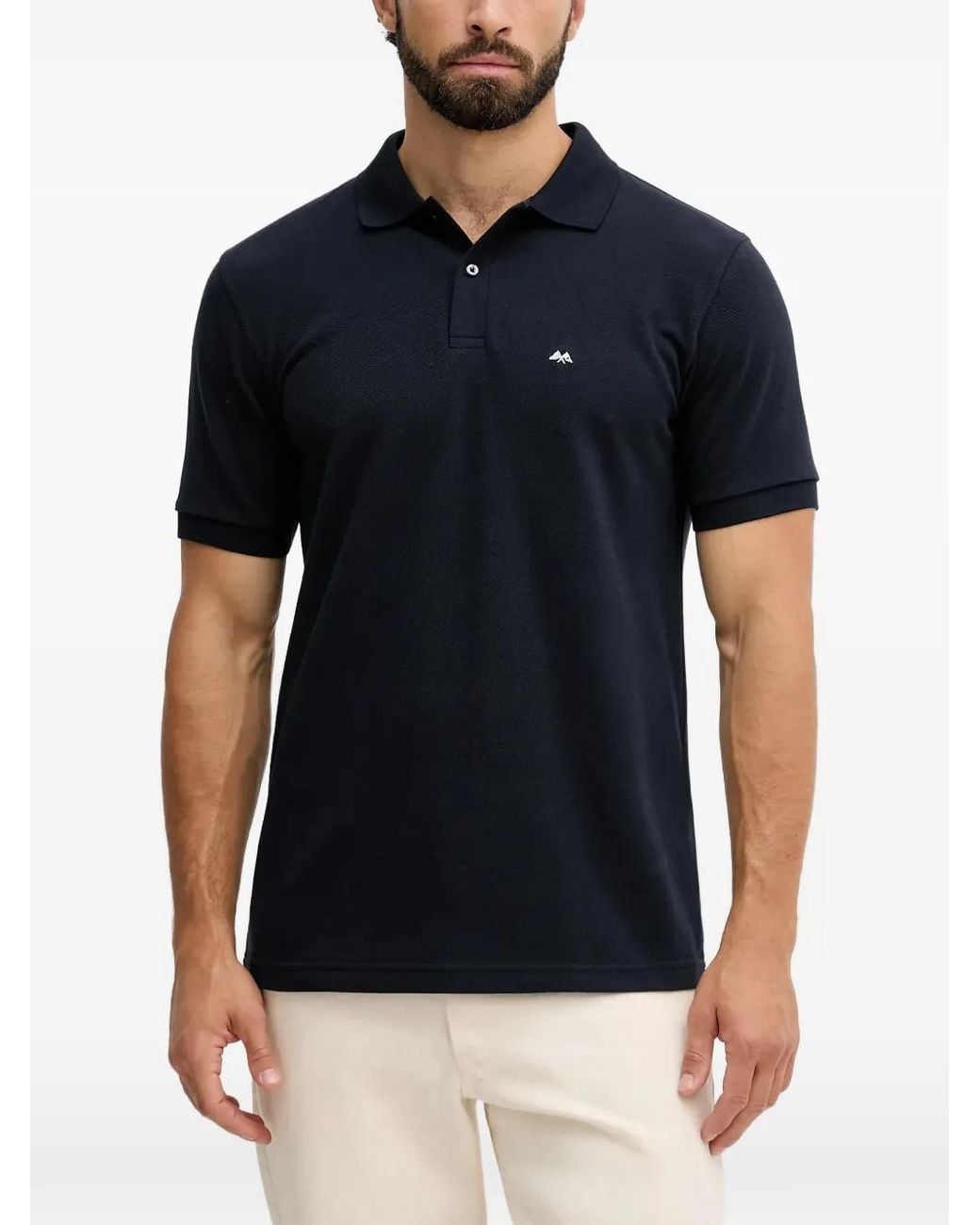 Lindbergh Black Logo-Embroidered Polo Shirt for men