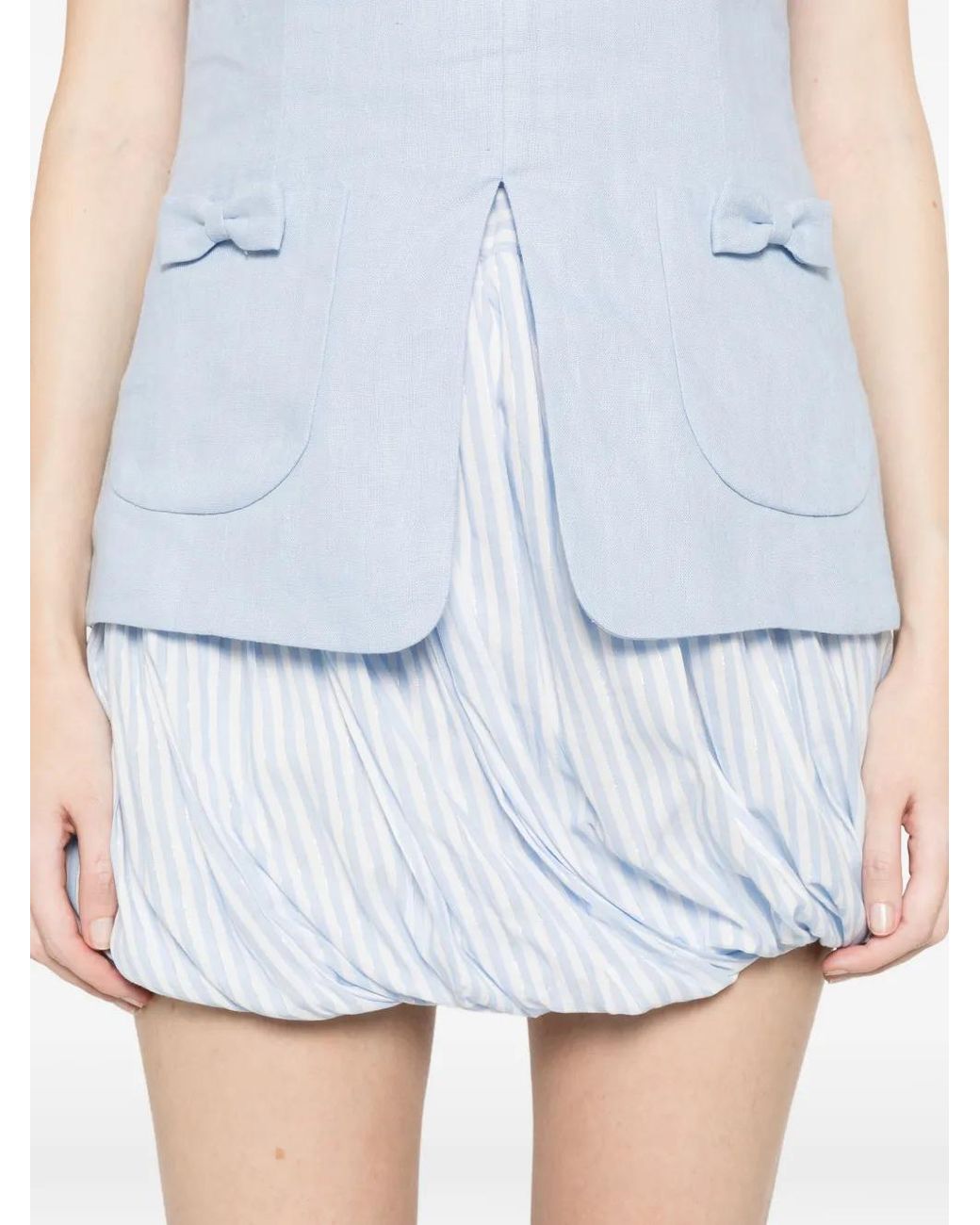 Twinset White Striped Gathered Skirt