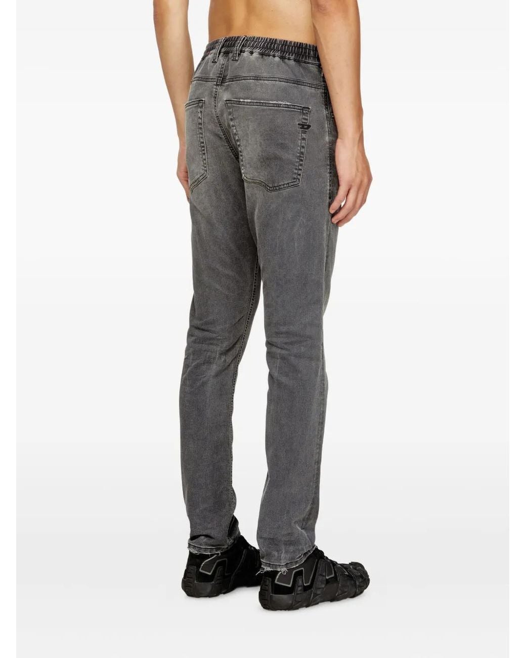 DIESEL Gray D-Krooley Drawstring Ripped Jeans for men