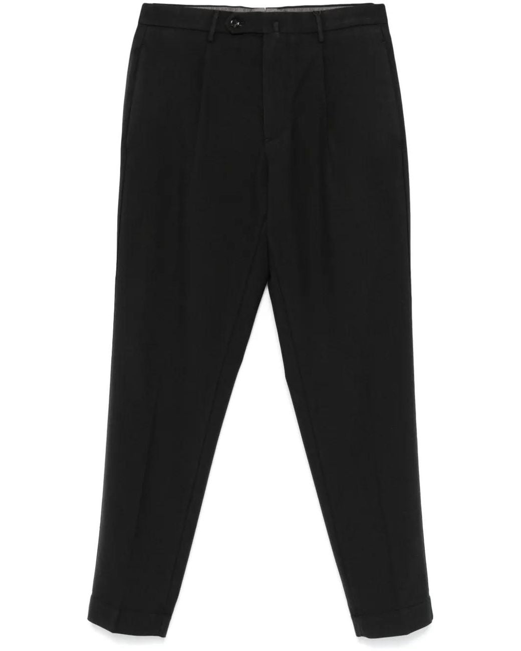 Dell'Oglio Black Pleated Tailored Trousers for men