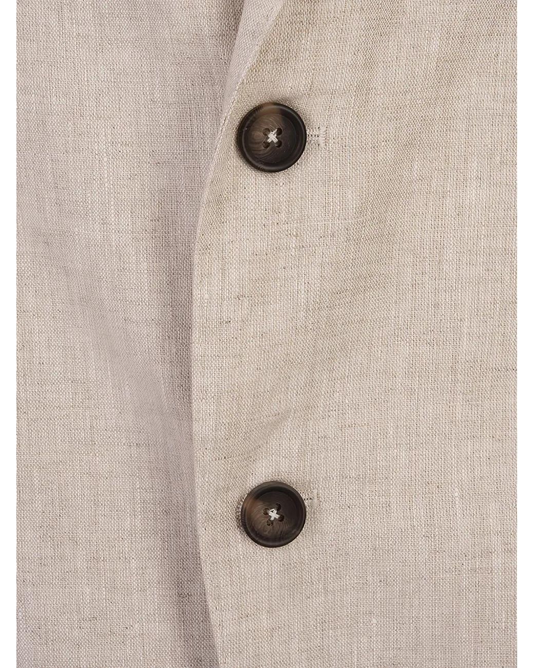 RUSSO CAPRI White Button Single-Breasted Linen Blazer for men