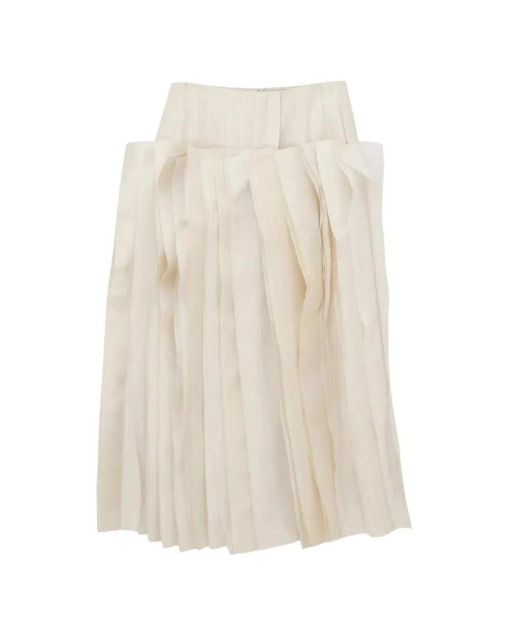 Carven White Millefeuille Layered Straight Midi Skirt