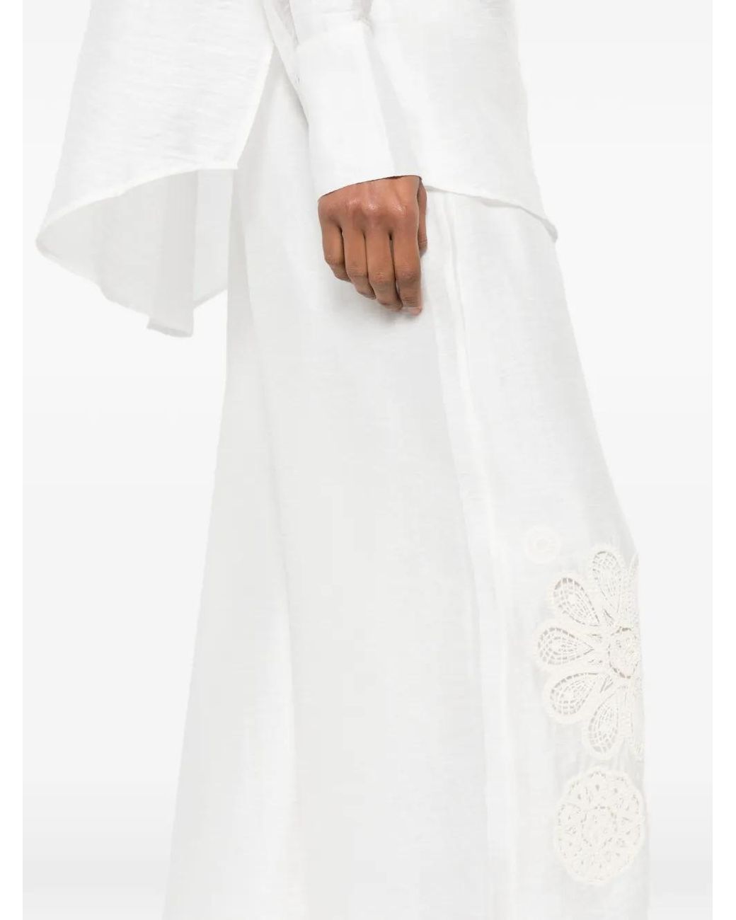 Aje. White Gia Embroidered Pant
