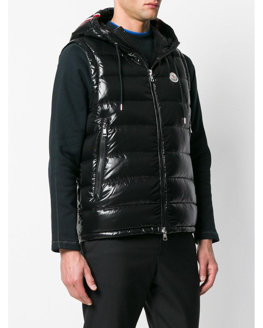 Moncler Goose Lanoux Hooded Vest in Black for Men | Lyst