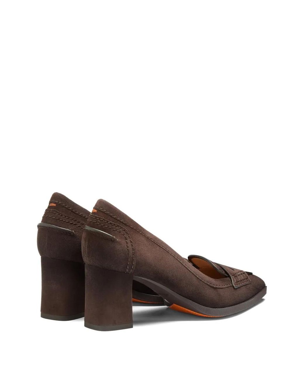 Santoni Brown Penny-Slot Pointed-Toe Pumps