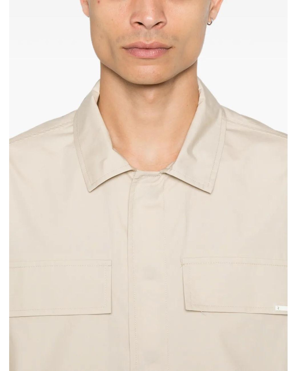 Rhun White Short-Sleeve Flap-Pocket Shirt for men