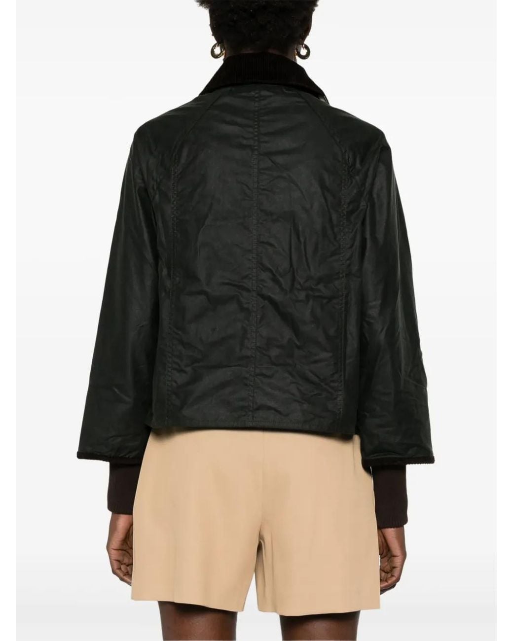 Barbour Black Cropped Beadnell Waxed Jacket