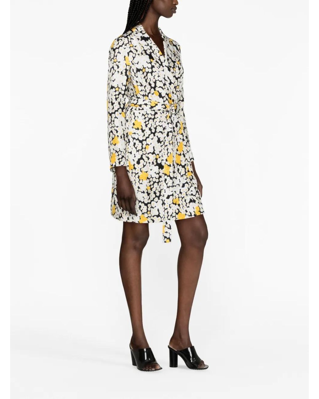 Lanvin White Floral-Print Belted Wrap Dress
