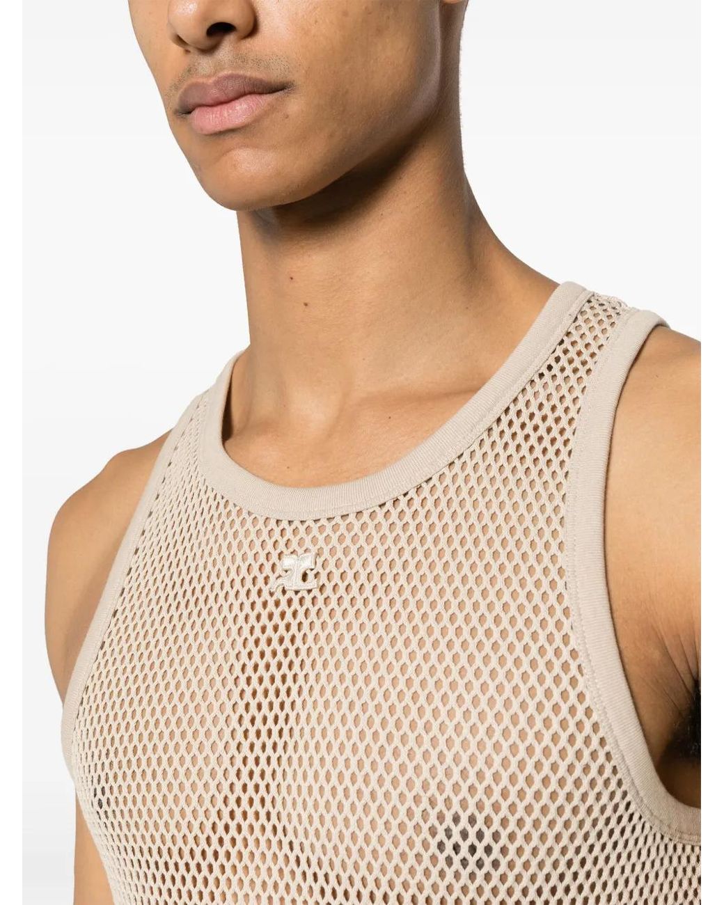 Top A Rete Con Applicazione di Courreges in Natural da Uomo