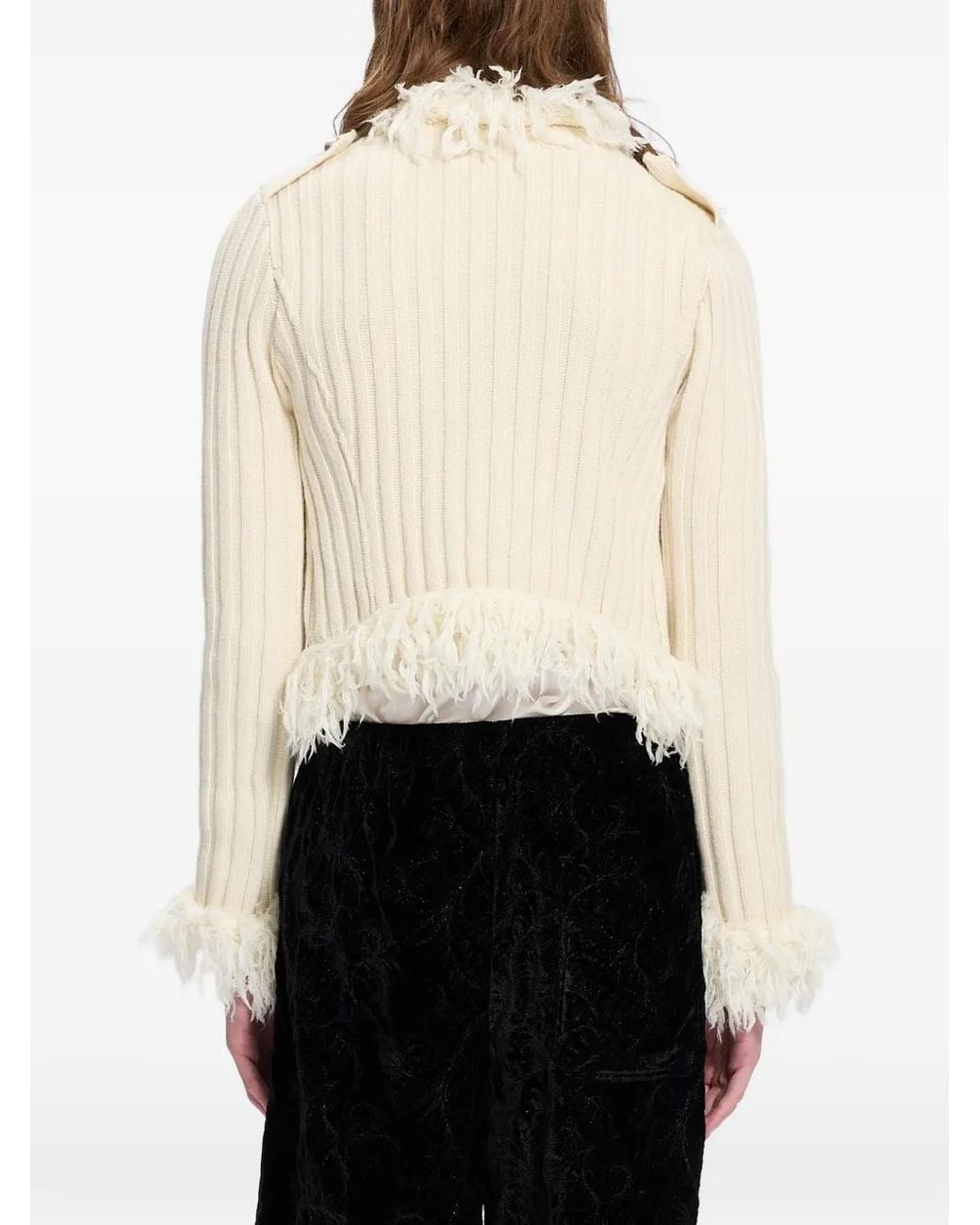 Ann Demeulemeester White Maldus Fringed-Trim Military-Style Jacket for men