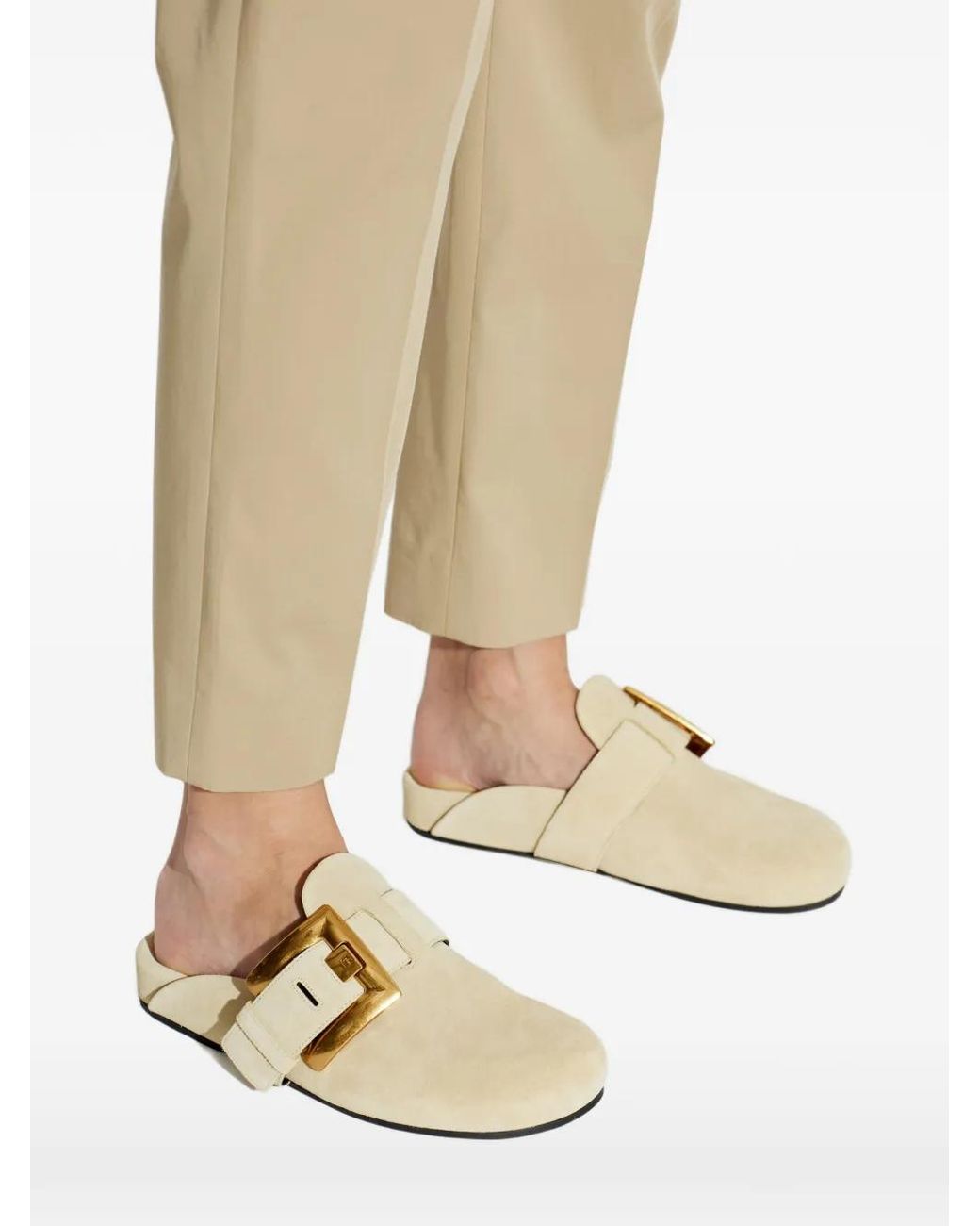 Mules À Boucles Balmain en coloris Metallic
