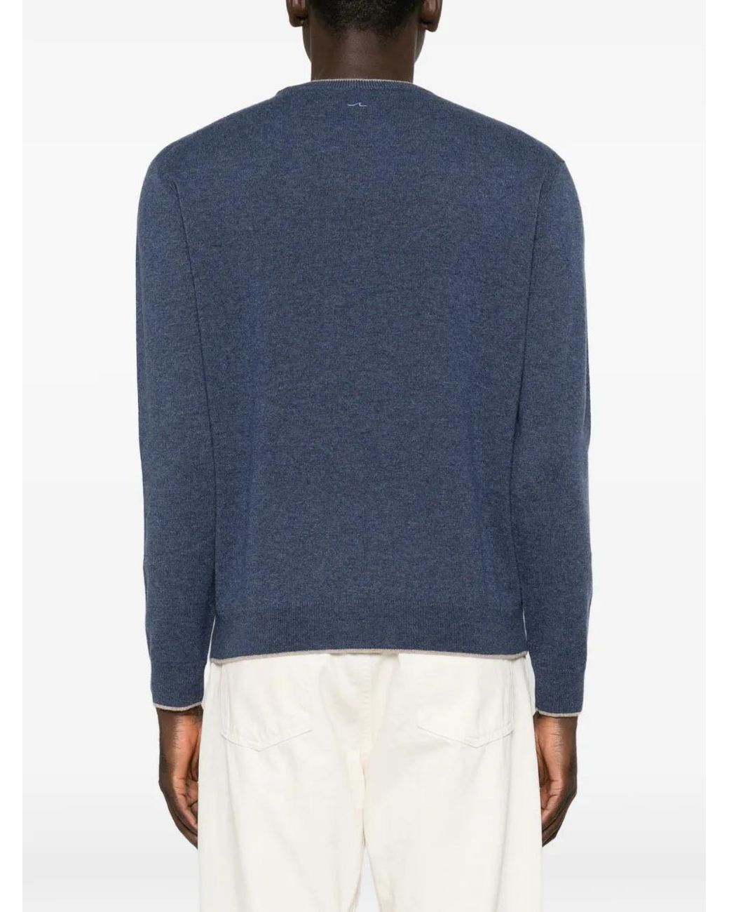 Paul & Shark Blue Cashmere Crew-Neck Sweater for men