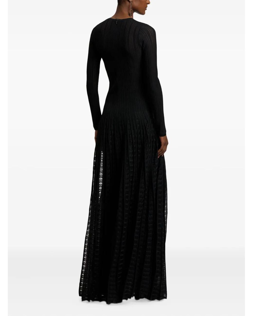 Ralph Lauren Black Ribbed Pleated Maxi Dress