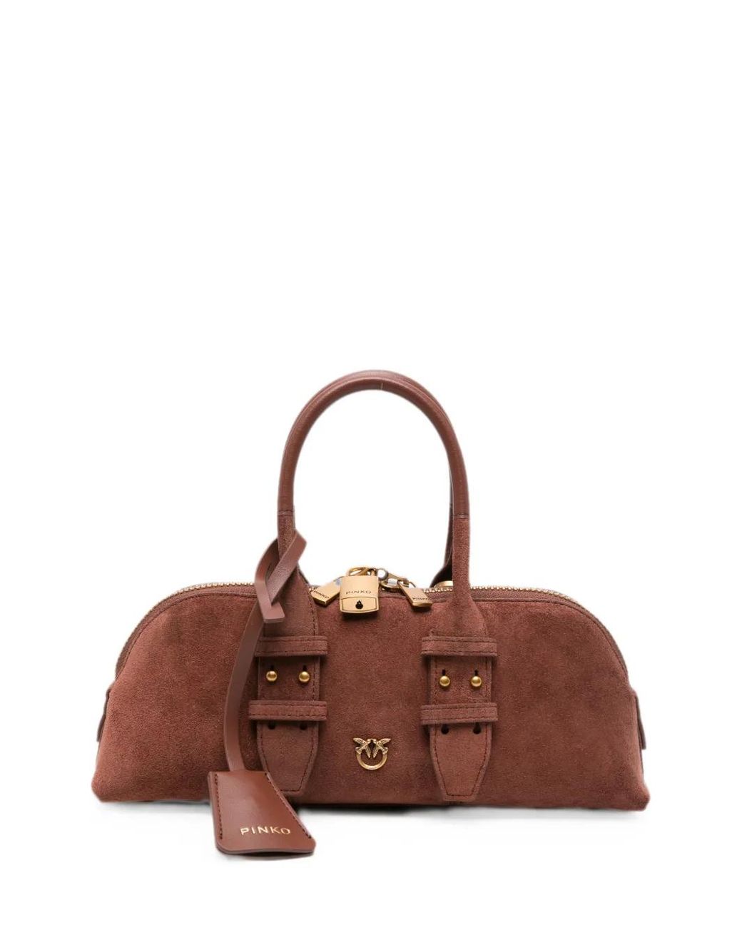 Pinko Brown Small Escape Suede Tote Bag