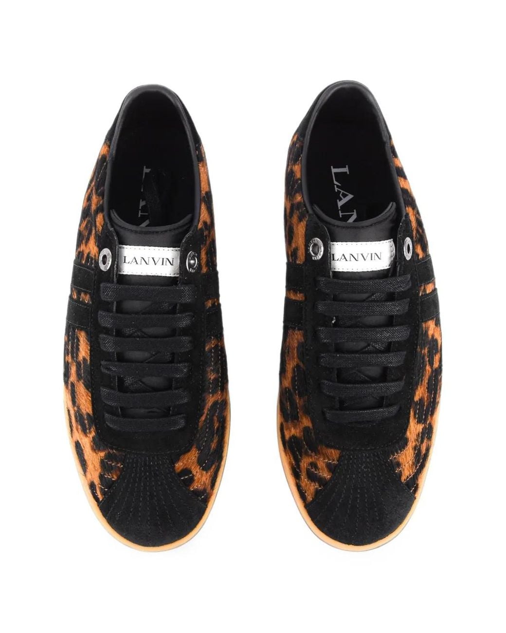Lanvin Black Glenn 2.0 Leopard-Print Sneakers