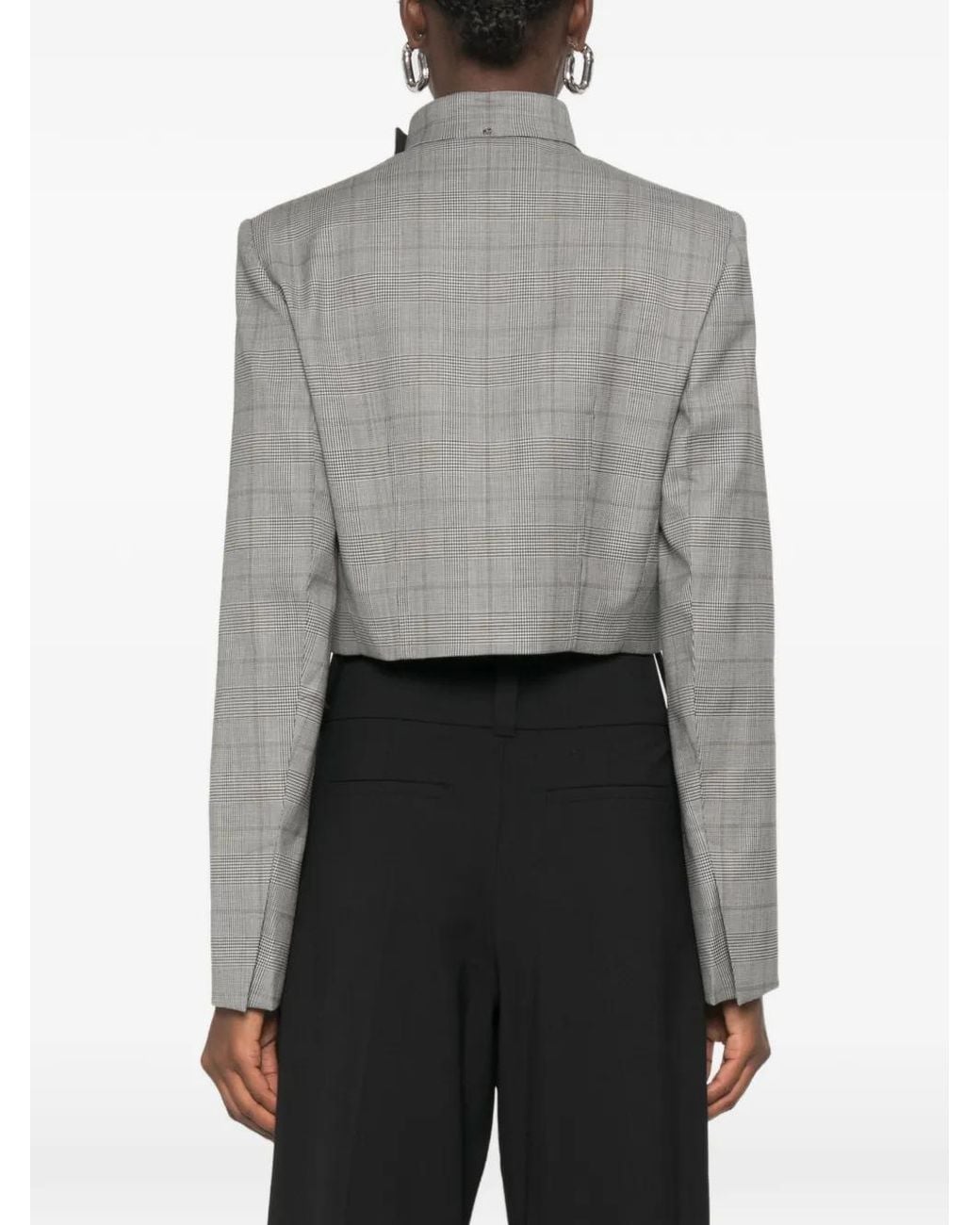 Sportmax Gray Veste Crop À Motif Prince De Galles