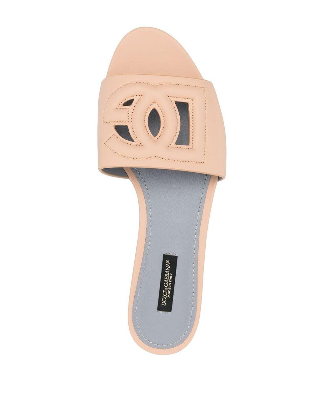 Dolce & Gabbana Cut-out Dg Flat Sandals in Pink | Lyst