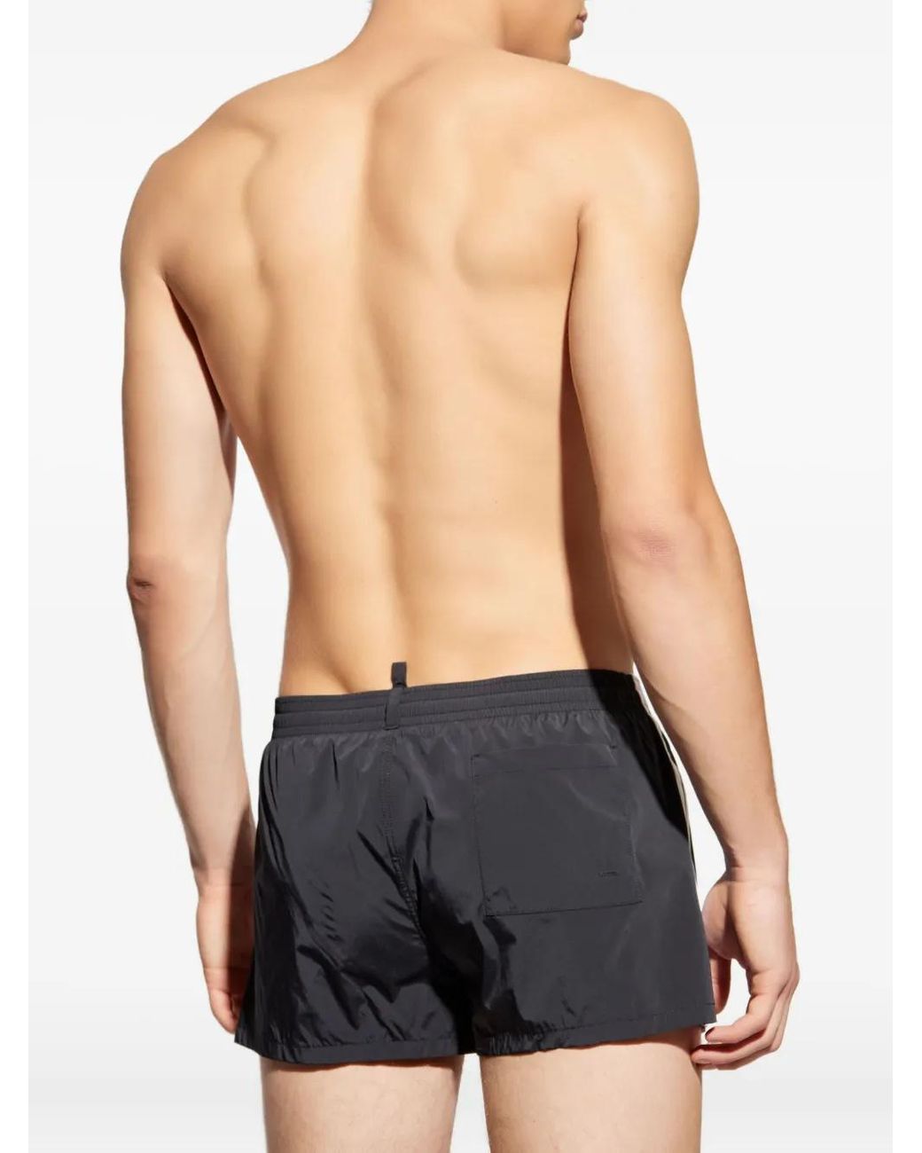 DSquared² Black Side-Stripe Swim Shorts for men