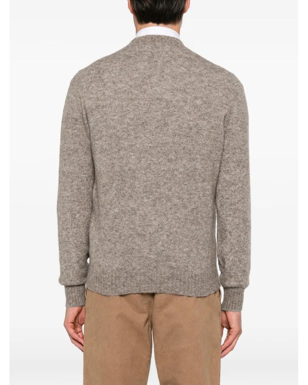 Brunello Cucinelli Brown Crew-Neck Knitted Sweater for men