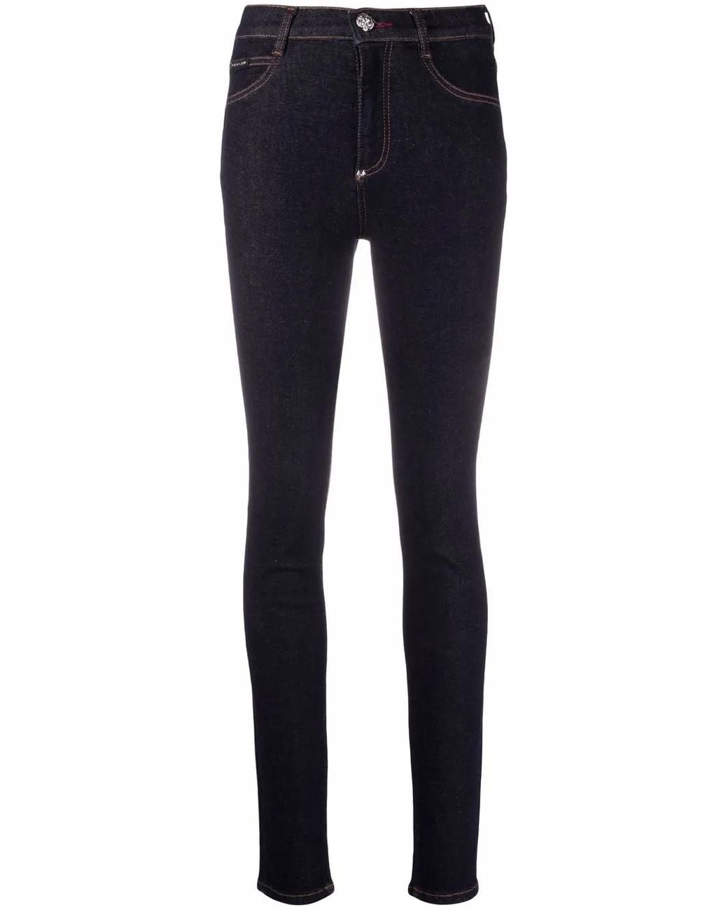 Philipp Plein Blue High-Waisted Skinny Jeans