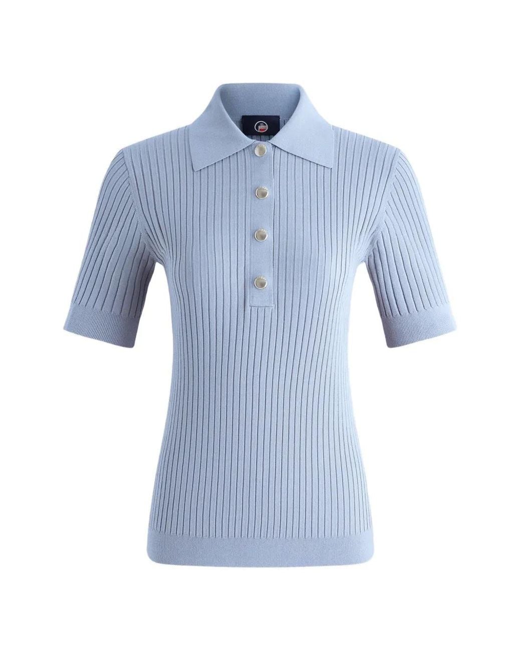 Fusalp Blue Ribbed Buttoned Polo Shirt
