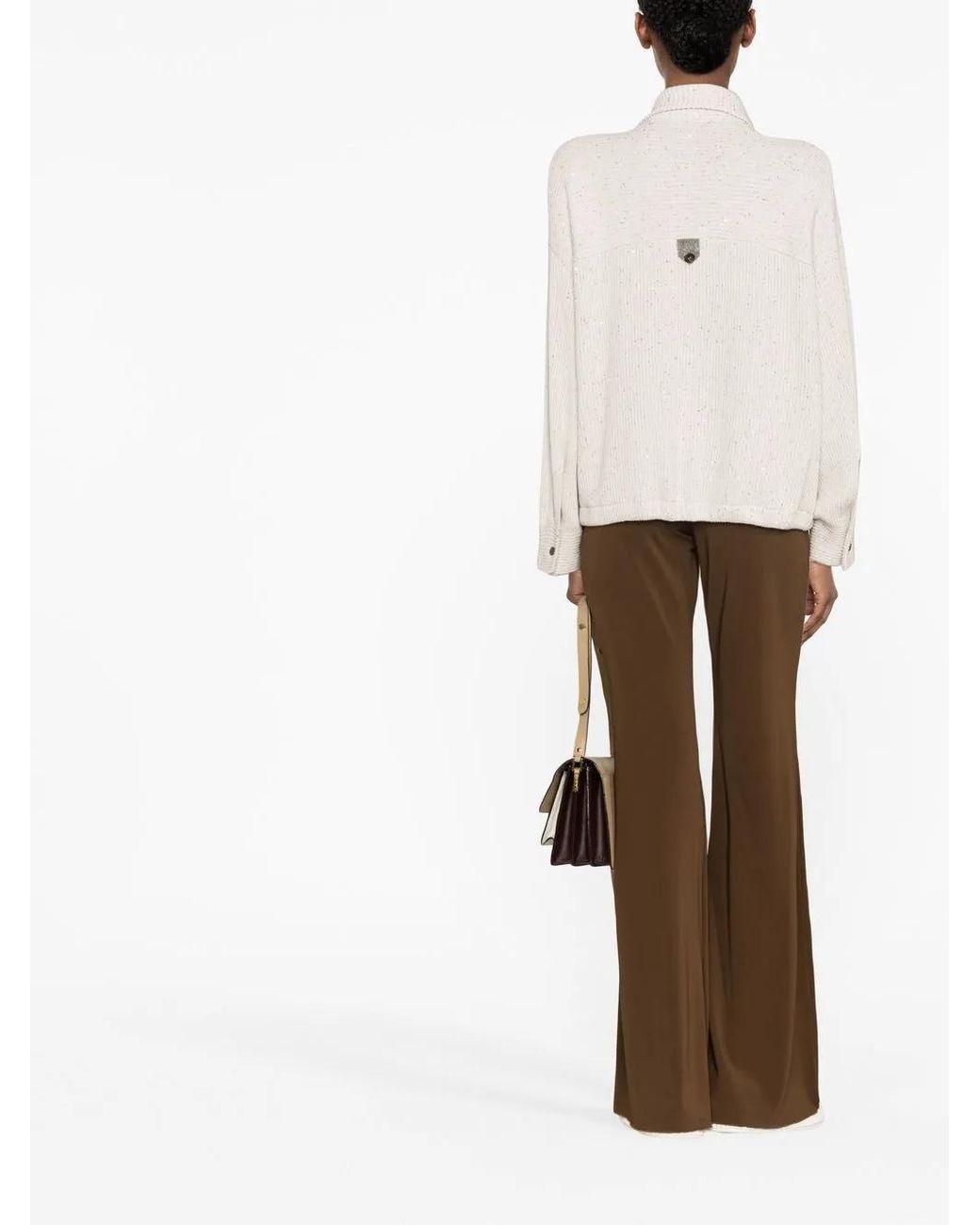 Brunello Cucinelli Natural Ribbed-Knit Cardigan
