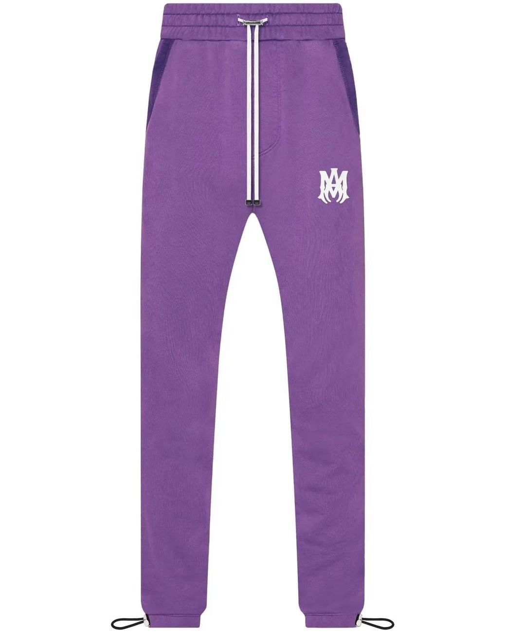 Amiri Purple Monogram-print Drawstring Sweatpants for men