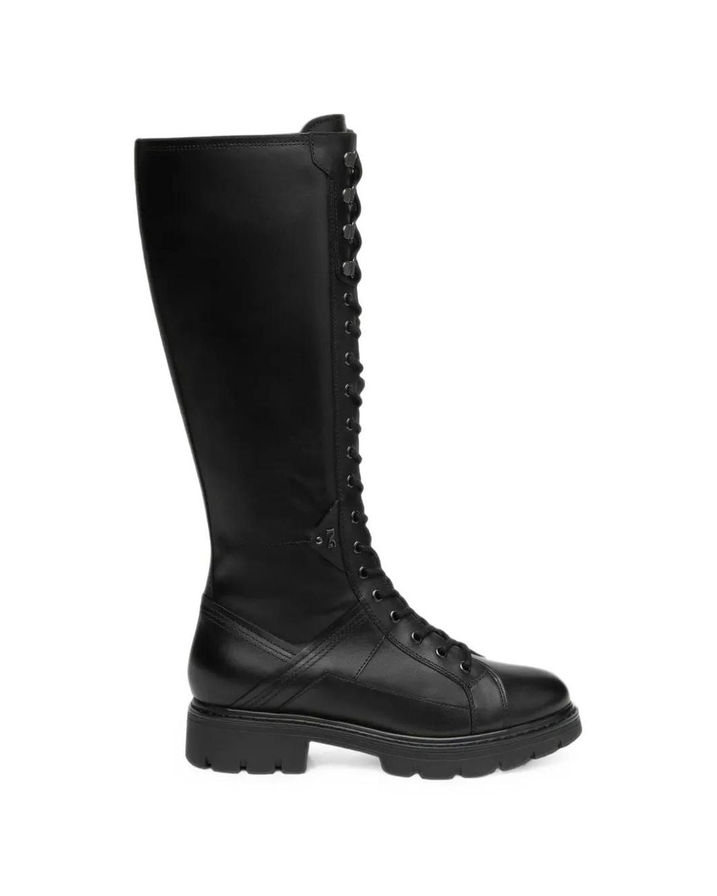 Nero Giardini Black Lace-Up Knee-High Boots