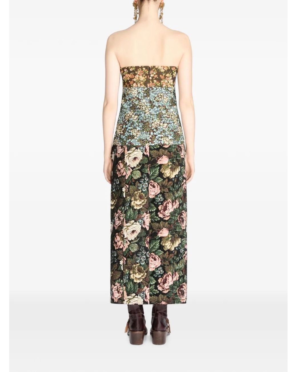 Dries Van Noten Metallic Floral Bustier Top