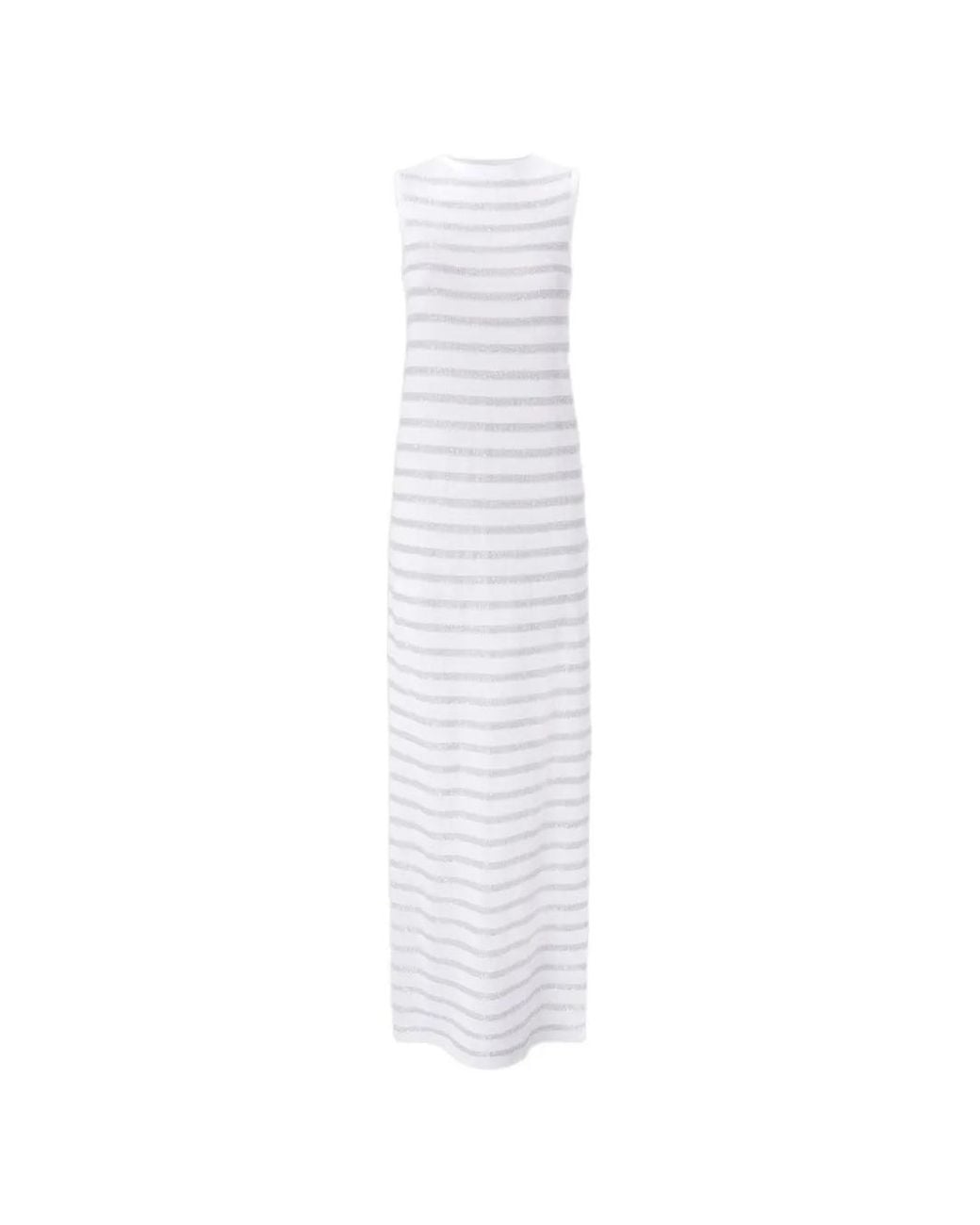 Missoni White Robe Longue Rayée À Design Sans Manches