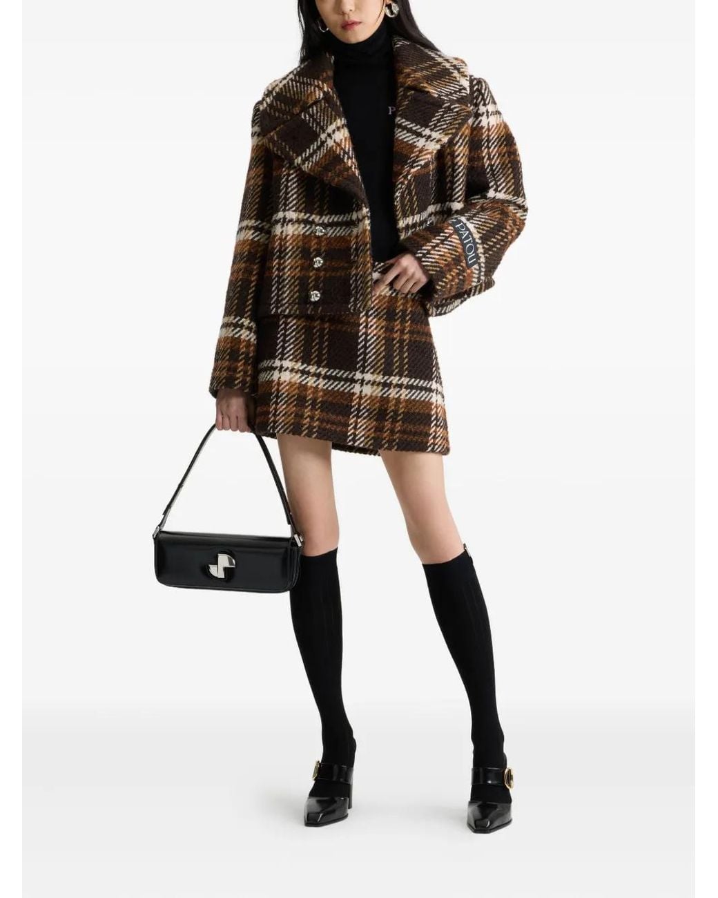 Patou Black Plaid Double-Breasted Jacket