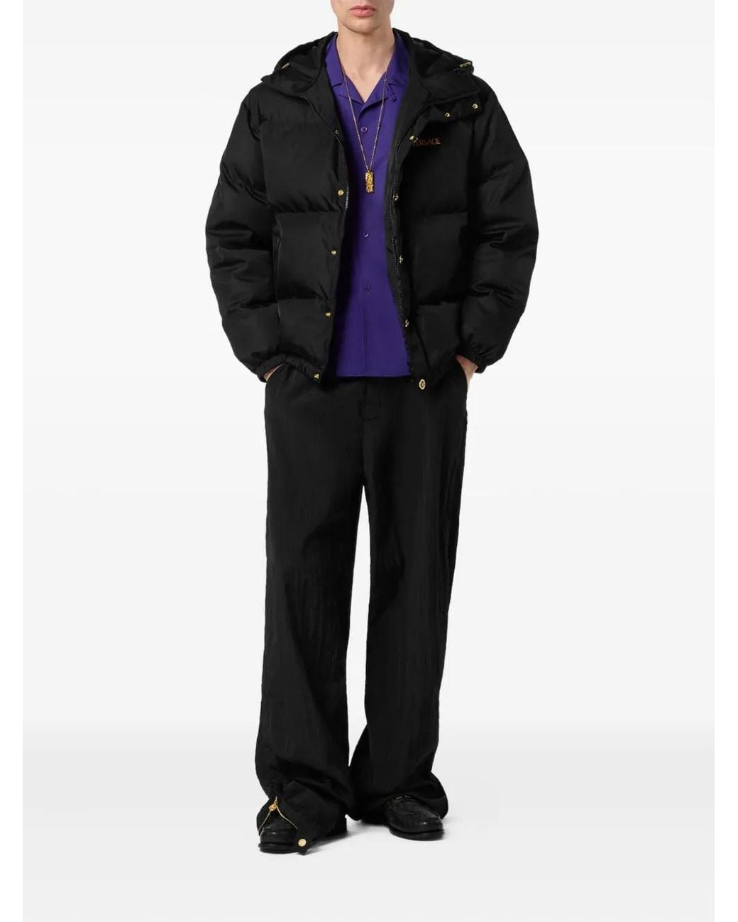 Versace Black Embroidered-Logo Jacket for men