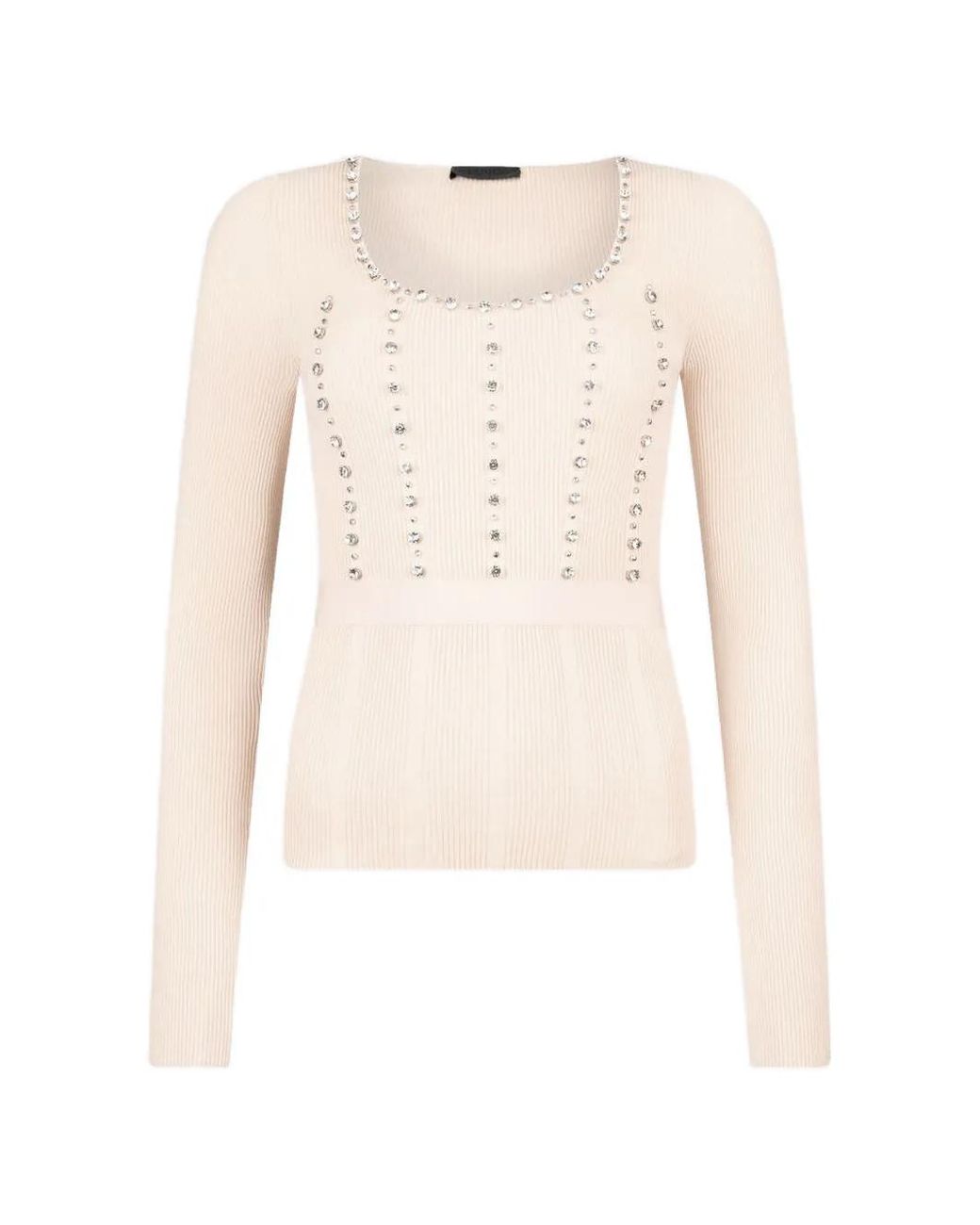 Liu Jo Natural Sweater With Jewel Embroidery