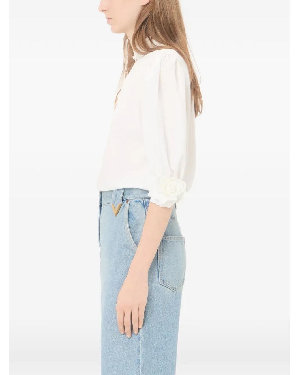 Valentino Garavani White Embroidered Poplin Shirt