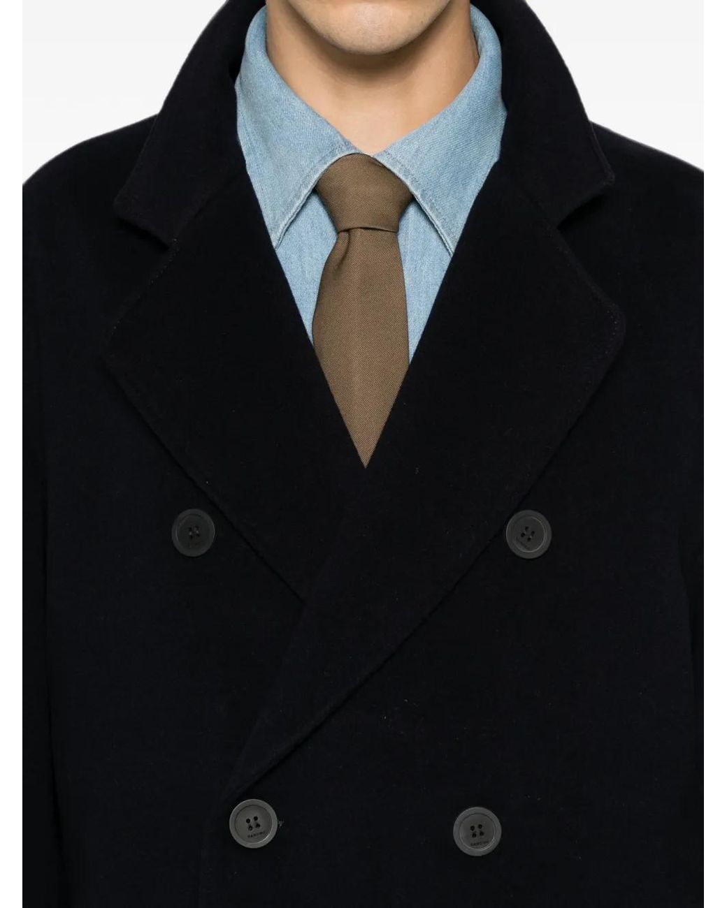 Sandro Black Double-Breasted Coat for men