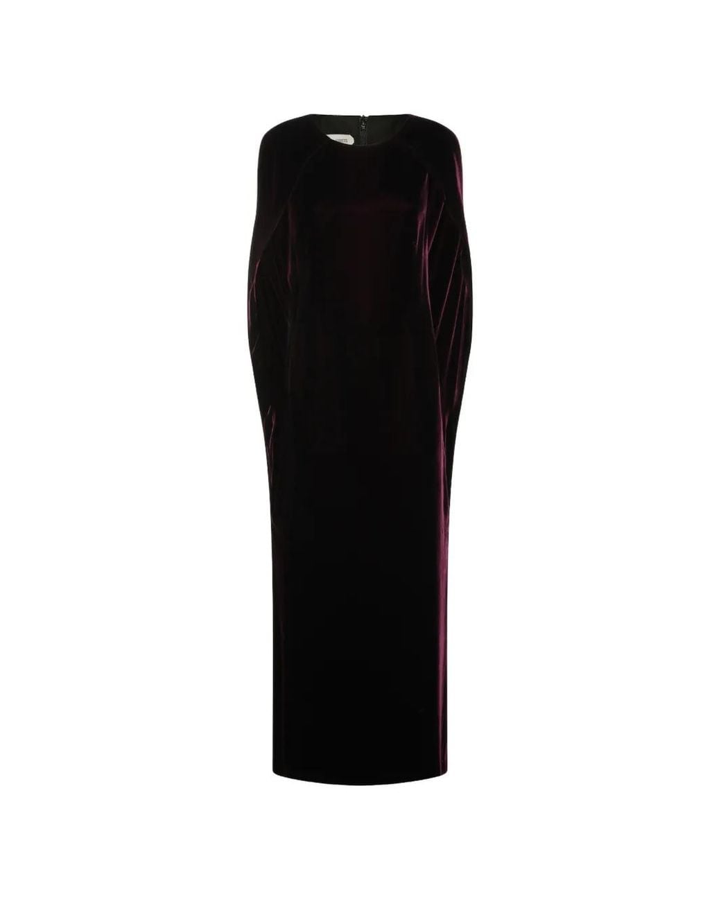 Alberta Ferretti Black Cape-Detail Velvet Gown
