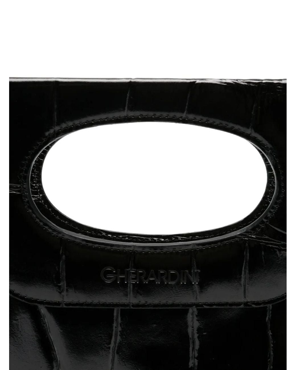Gherardini Black Piattina Croc-Effect Tote Bag
