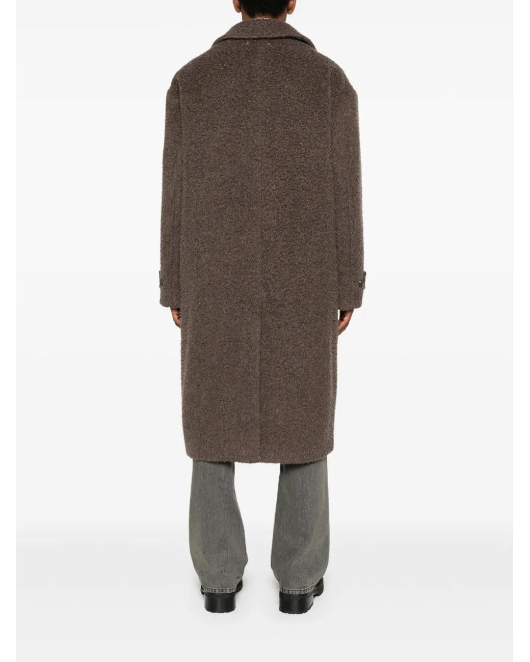 Golden Goose Deluxe Brand Brown Mid-Length Textured Woolen Coat for men