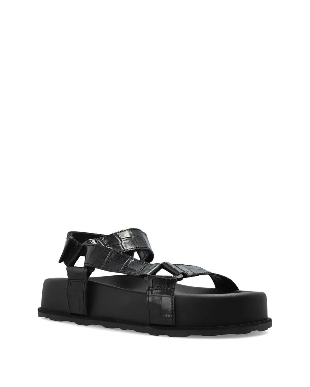 Moschino Black Sandales À Effet Peau De Crocodile