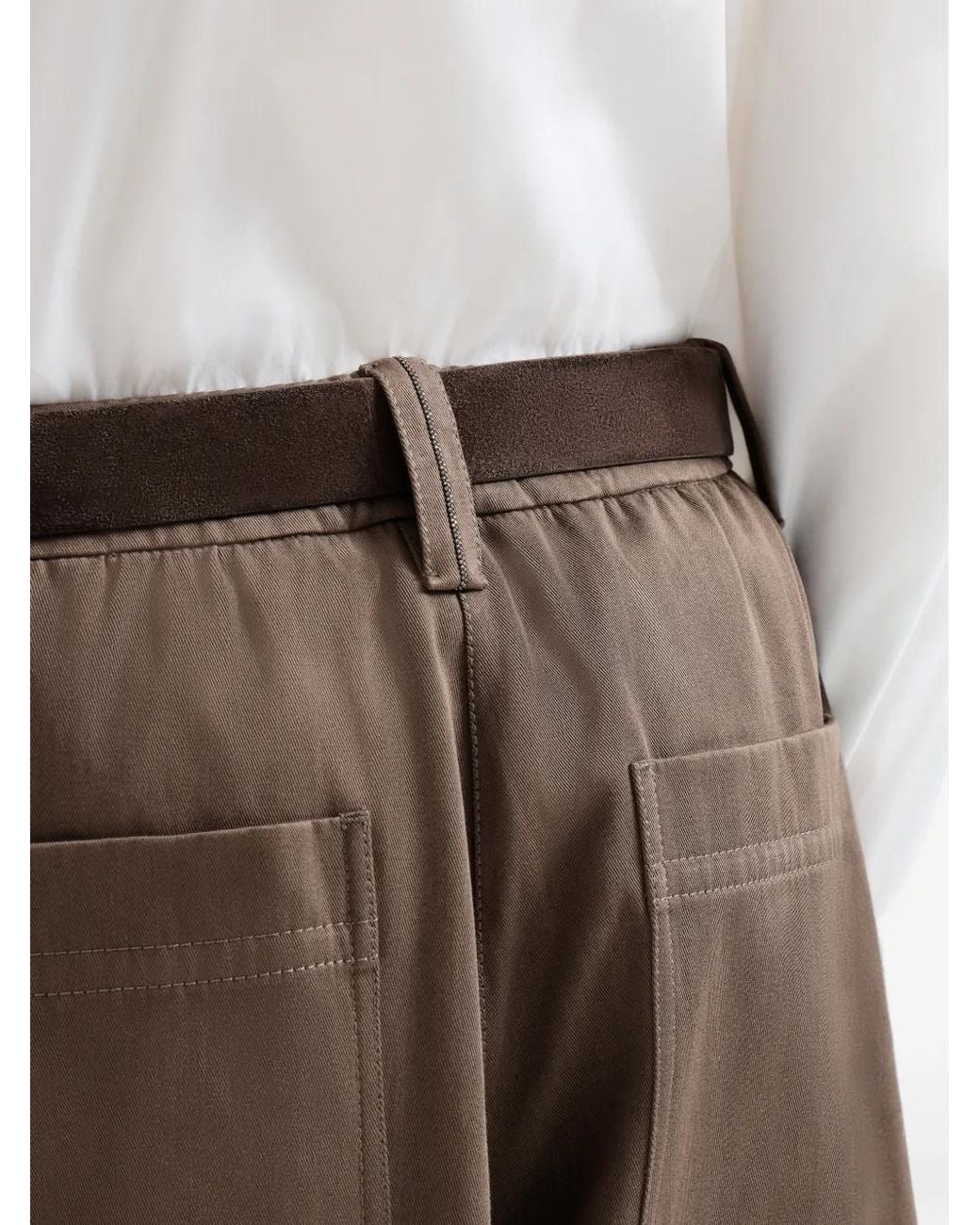 Brunello Cucinelli Brown Gabardine Long Bermuda Shorts