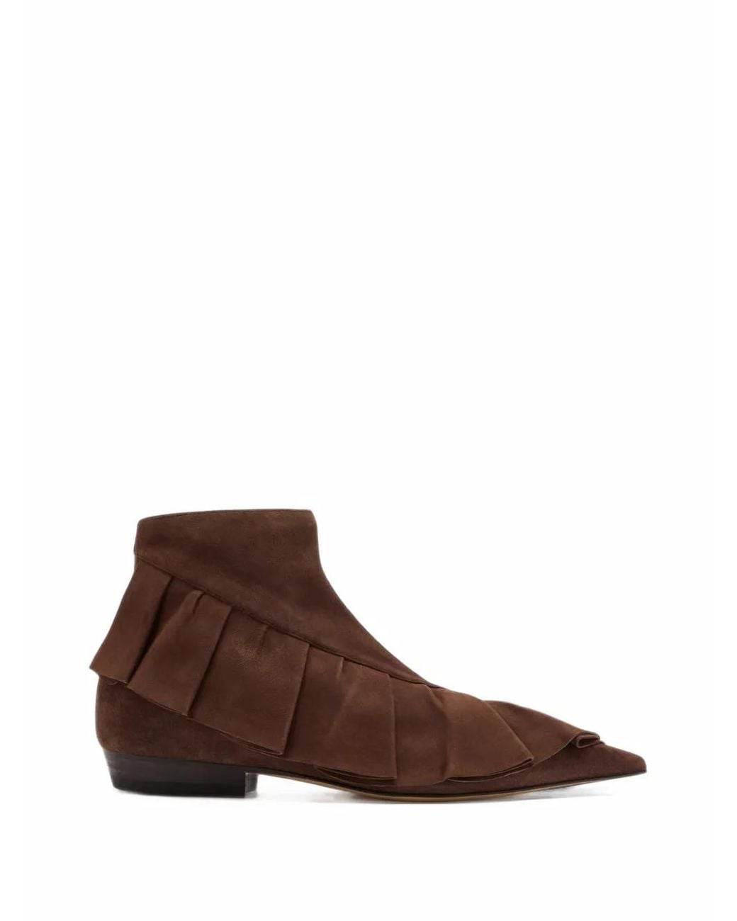 J.W. Anderson Brown Ruffle-Trim Suede Ankle Boots